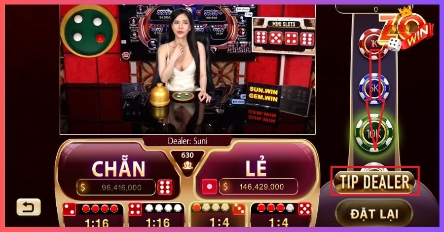 Bạn có thể tip cho dealer tuỳ thích 