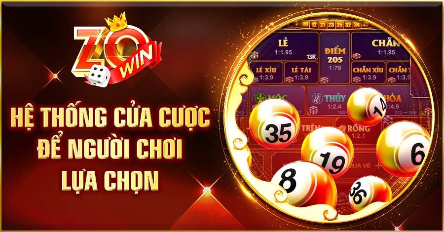 Hệ thống cửa cược để người chơi lựa chọn 