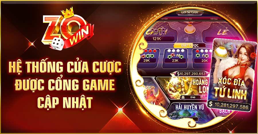 Hệ thống cửa cược được cổng game cập nhật 