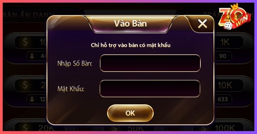 Người chơi có thể dễ dàng lựa chọn bàn phù hợp 