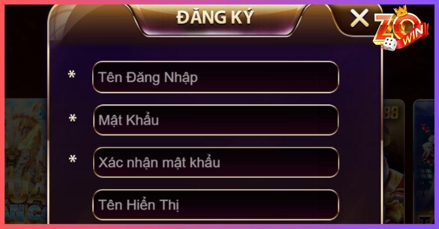 Người chơi thực hiện đăng ký Zowin theo biểu mẫu