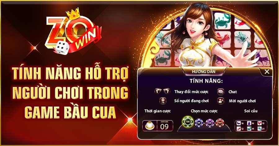 Tính năng hỗ trợ người chơi trong game Bầu Cua 